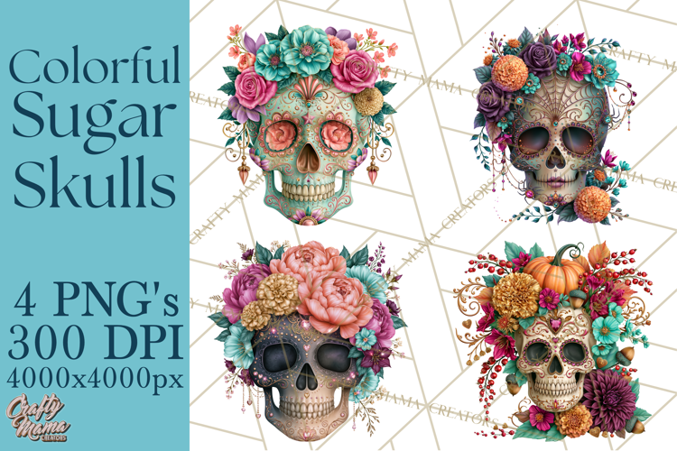 Sugar Skull Halloween Clipart PNG