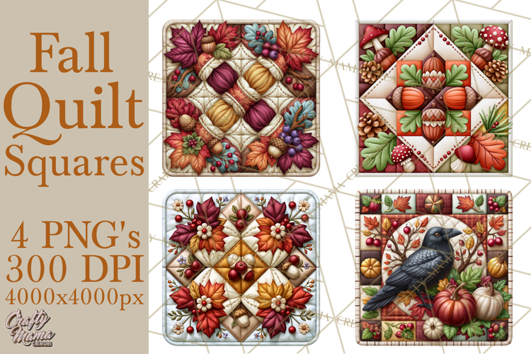 Fall Quilt Square Pattern PNG Designs