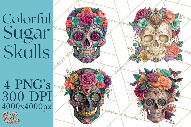 Sugar Skull Halloween Clipart PNG