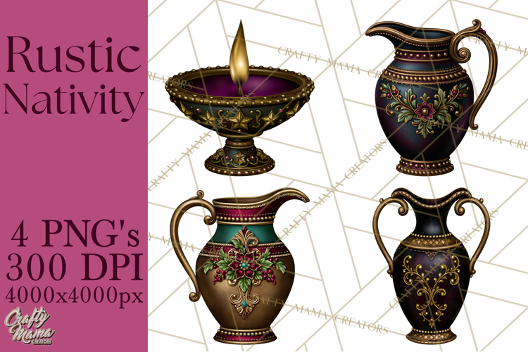 Rustic Nativity Folk Art Christmas Clipart PNG