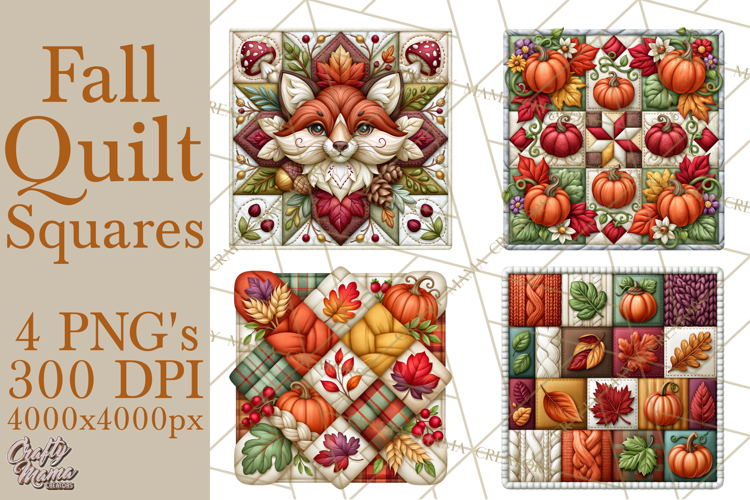 Fall Quilt Square Pattern PNG Designs