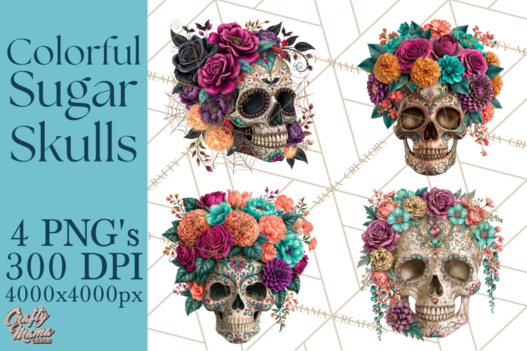 Sugar Skull Halloween Clipart PNG