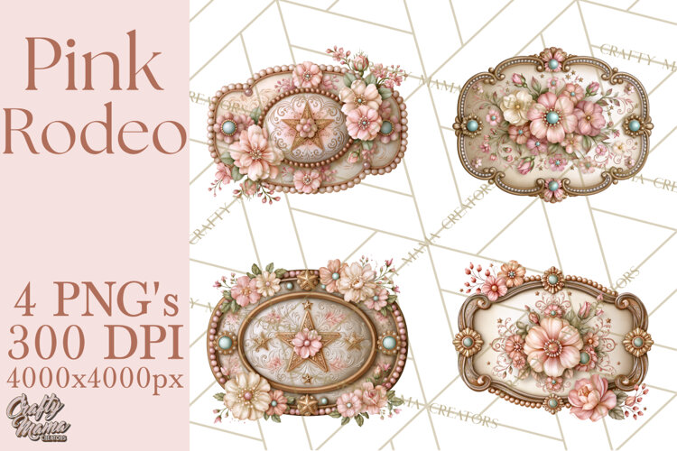 Pink Rodeo Western Clipart PNG, Rustic Cowgirl example image 1