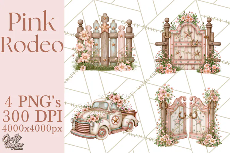 Pink Rodeo Western Clipart PNG, Rustic Cowgirl