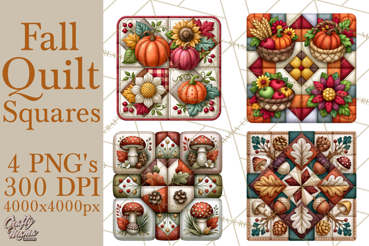 Fall Quilt Square Pattern PNG Designs