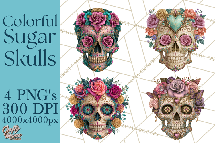 Sugar Skull Halloween Clipart PNG