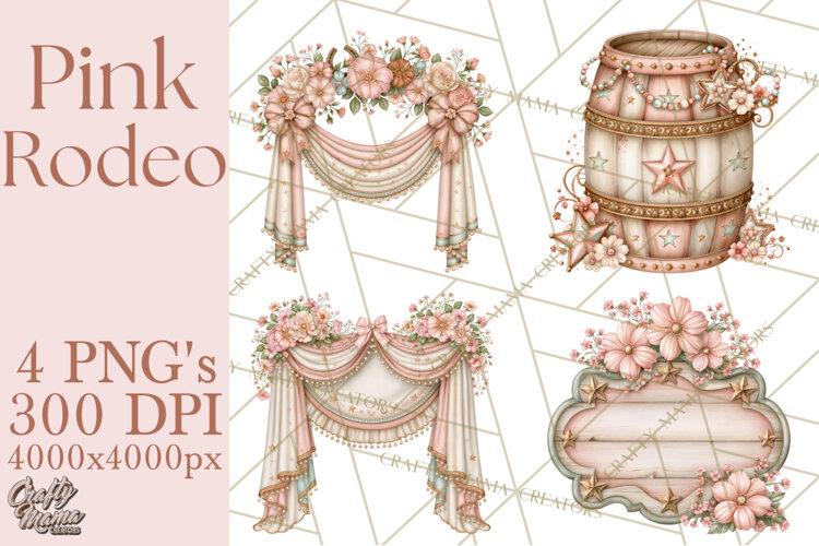 Pink Rodeo Western Clipart PNG, Rustic Cowgirl example image 1