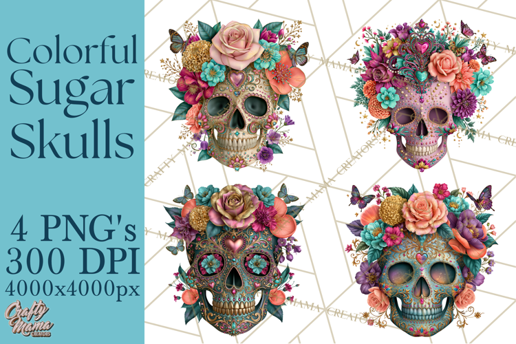 Sugar Skull Halloween Clipart PNG