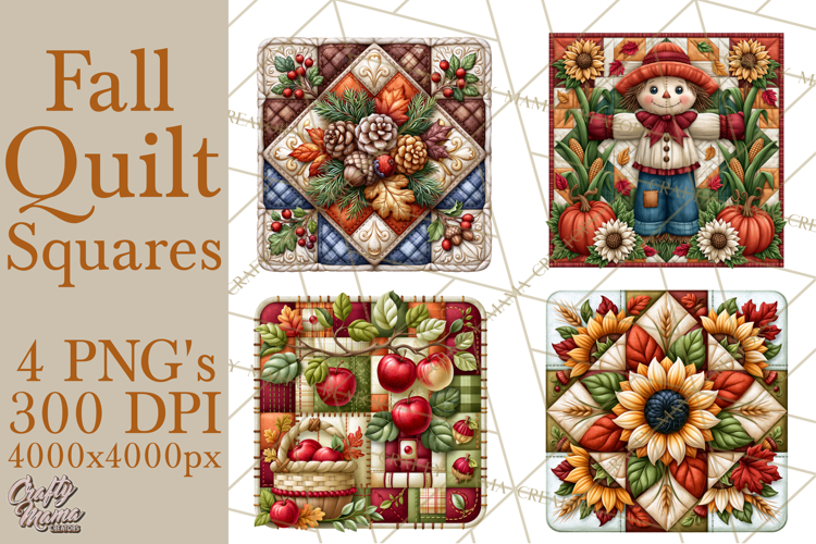 Fall Quilt Square Pattern PNG Designs