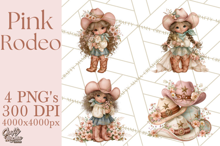 Pink Rodeo Western Clipart PNG, Rustic Cowgirl example image 1