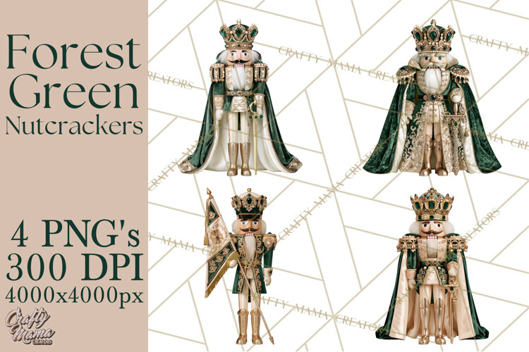 Forest Green Nutcracker Clipart PNG, Christmas Decor example image 1