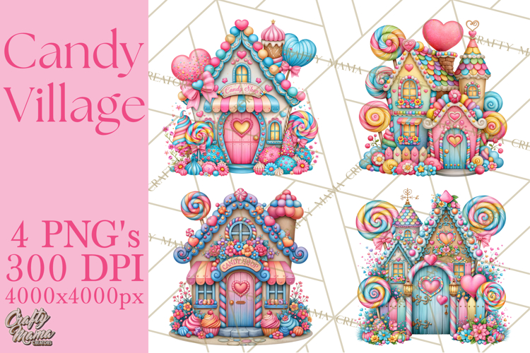 Candy Village Pastel Clipart PNG