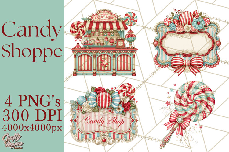 Retro Candy Shop Clipart PNG
