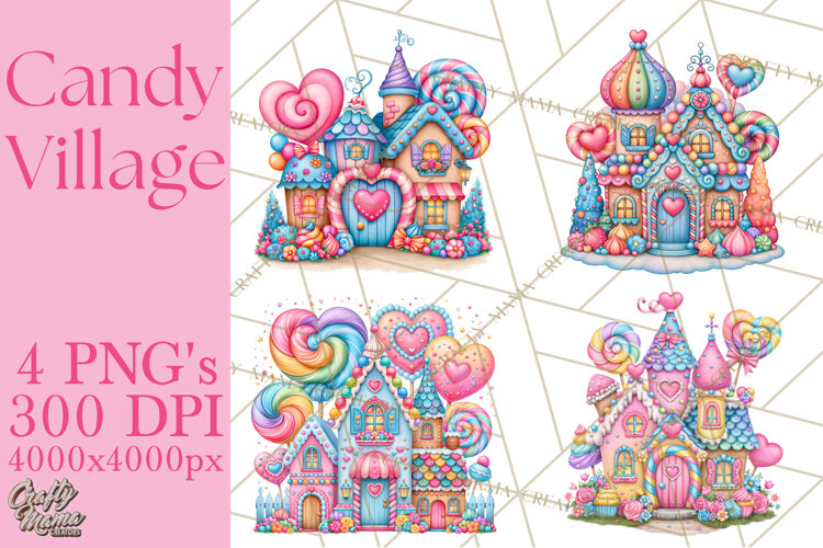 Candy Village Pastel Clipart PNG example image 1