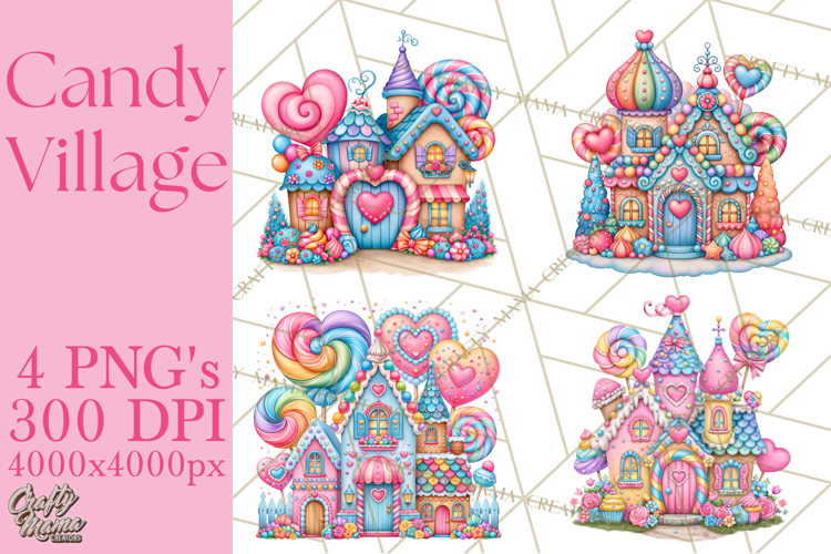 Candy Village Pastel Clipart PNG