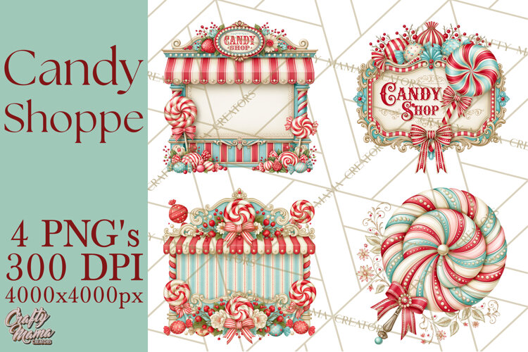 Retro Candy Shop Clipart PNG example image 1