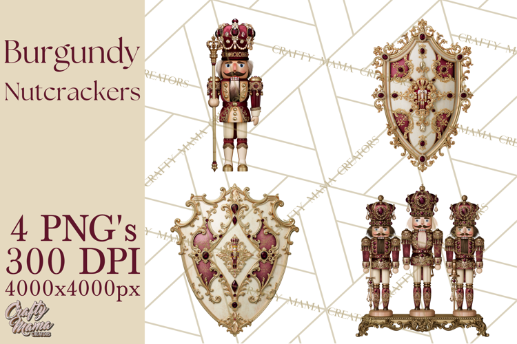 Burgundy Antique Gold Nutcracker Clipart PNG, Christmas