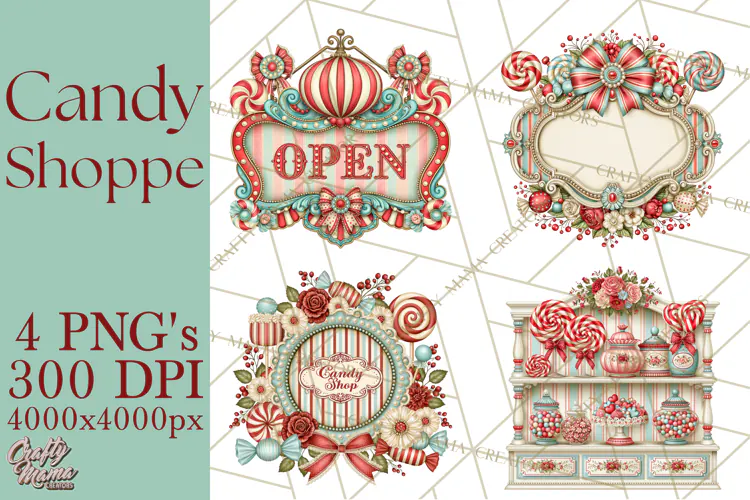 Retro Candy Shop Clipart PNG