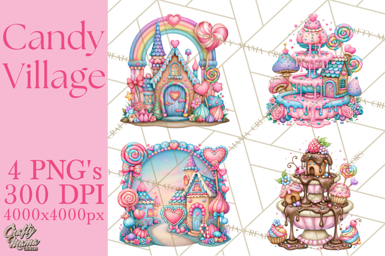 Candy Village Pastel Clipart PNG