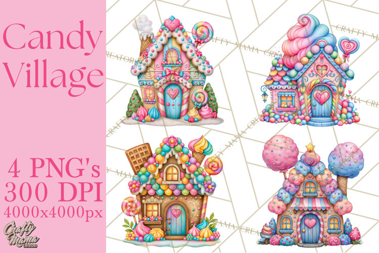 Candy Village Pastel Clipart PNG example image 1