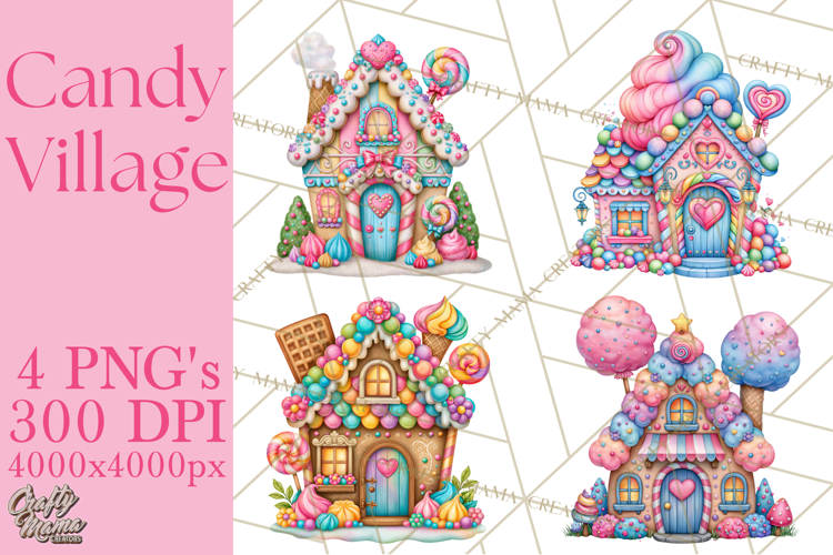 Candy Village Pastel Clipart PNG