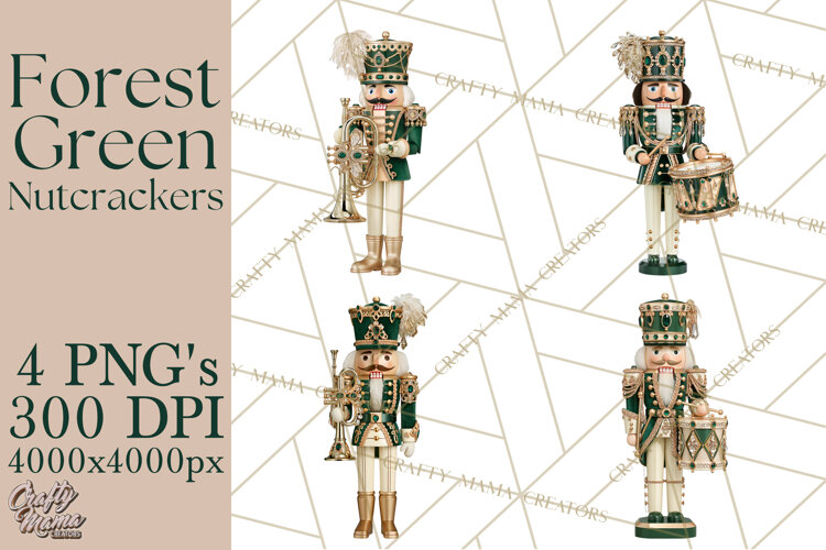 Forest Green Nutcracker Clipart PNG, Christmas Decor example image 1
