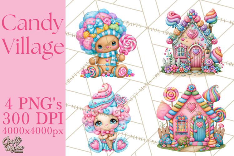 Candy Village Pastel Clipart PNG
