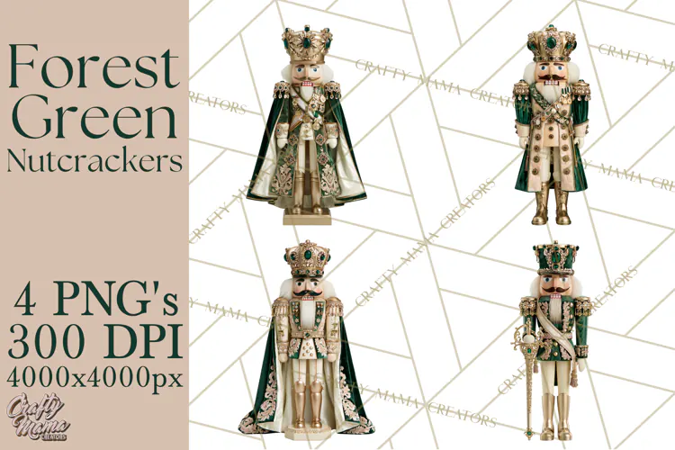 Forest Green Nutcracker Clipart PNG, Christmas Decor