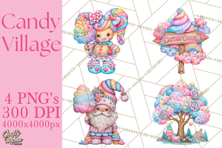 Candy Village Pastel Clipart PNG example image 1