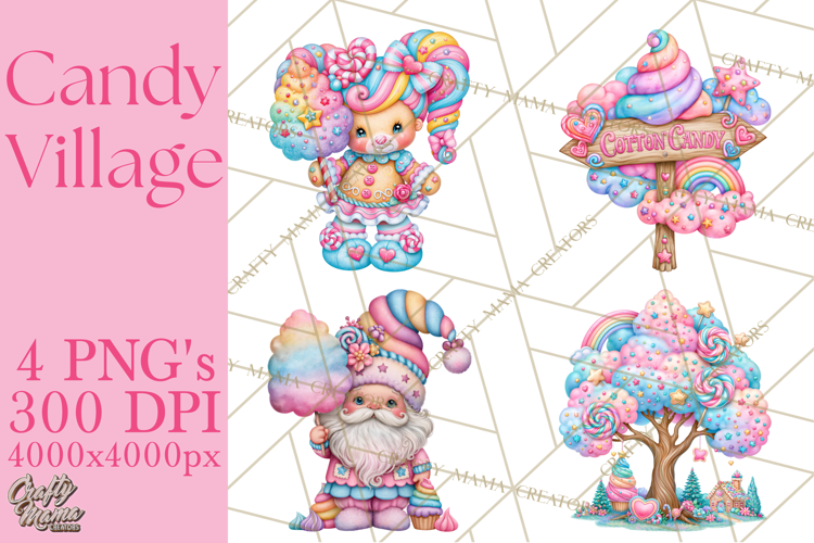 Candy Village Pastel Clipart PNG