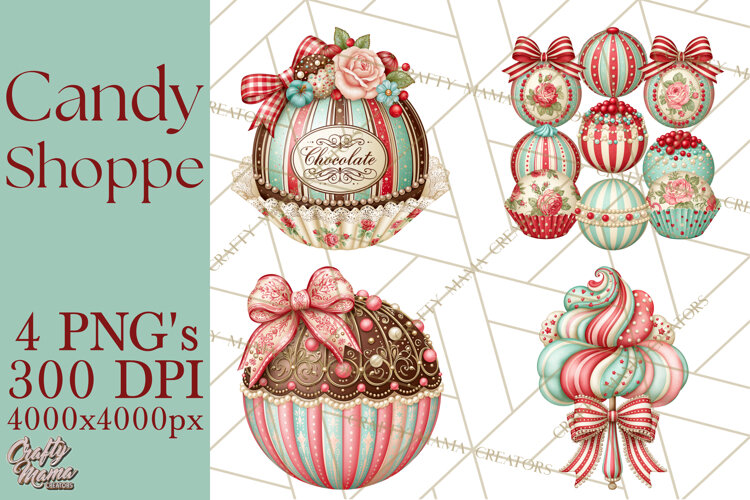 Retro Candy Shop Clipart PNG example image 1