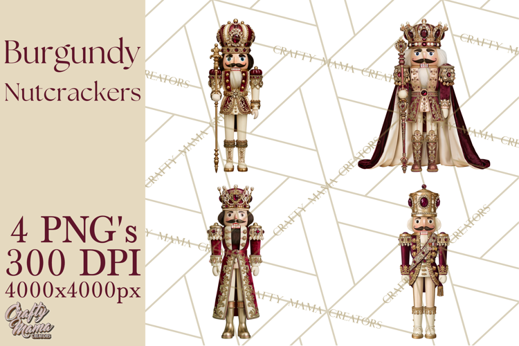 Burgundy Antique Gold Nutcracker Clipart PNG, Christmas