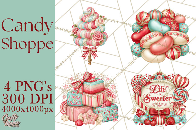 Retro Candy Shop Clipart PNG example image 1
