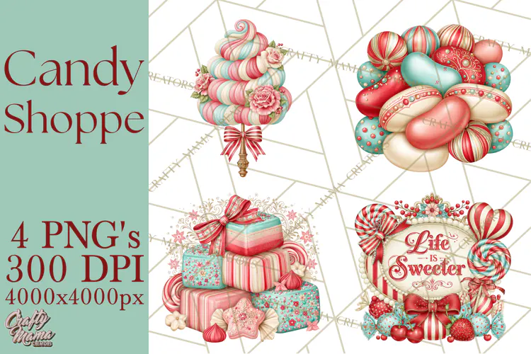 Retro Candy Shop Clipart PNG