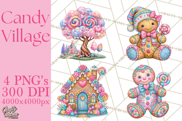 Candy Village Pastel Clipart PNG example image 1