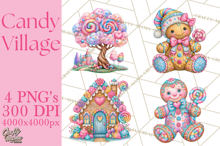 Candy Village Pastel Clipart PNG