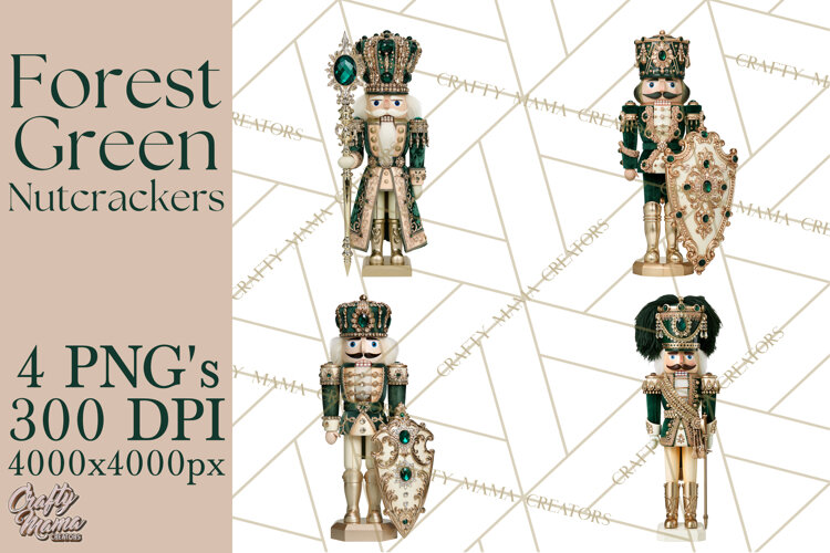 Forest Green Nutcracker Clipart PNG, Christmas Decor example image 1