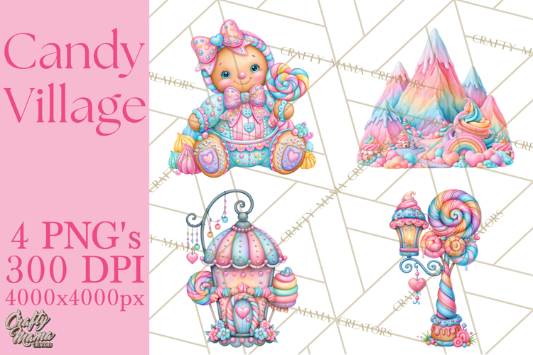 Candy Village Pastel Clipart PNG