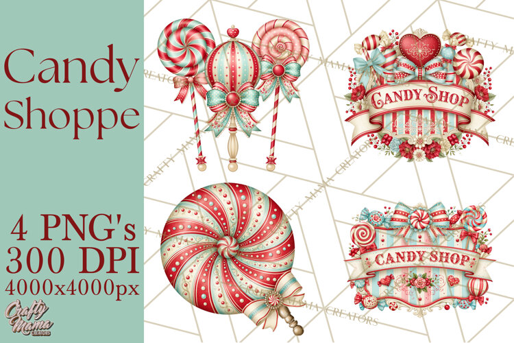 Retro Candy Shop Clipart PNG example image 1