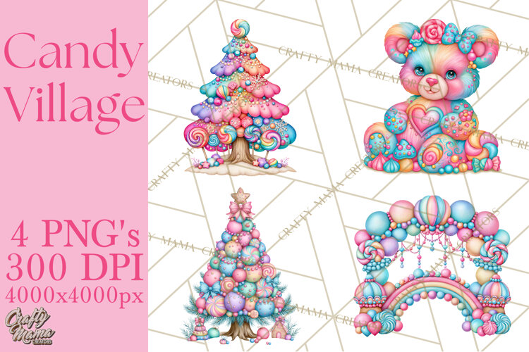 Candy Village Pastel Clipart PNG example image 1