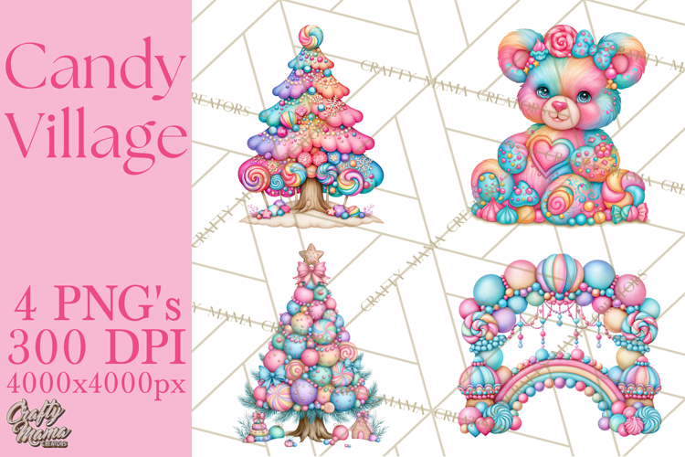 Candy Village Pastel Clipart PNG