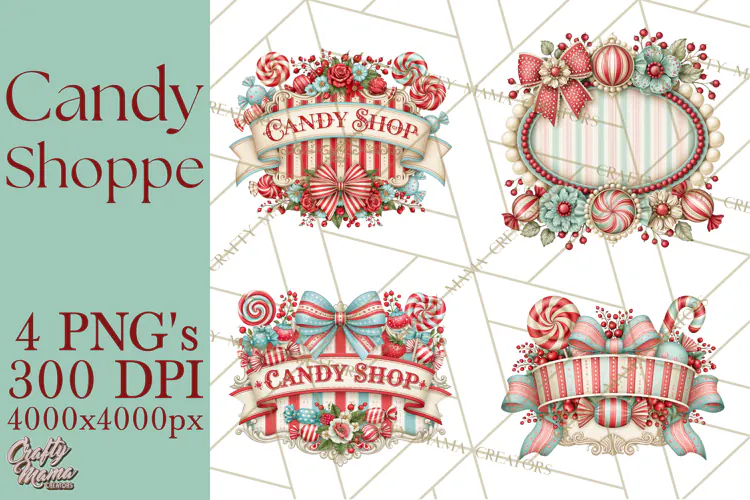 Retro Candy Shop Clipart PNG