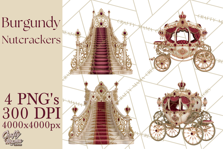 Burgundy Antique Gold Nutcracker Clipart PNG, Christmas