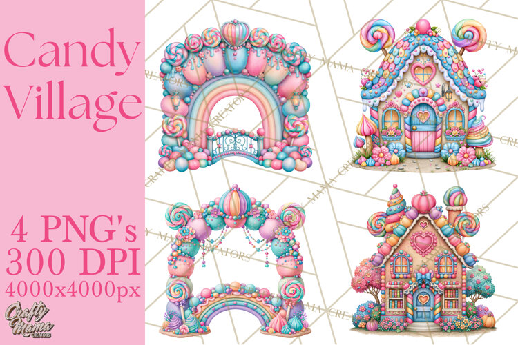 Candy Village Pastel Clipart PNG example image 1