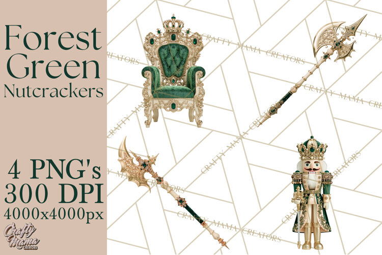 Forest Green Nutcracker Clipart PNG, Christmas Decor example image 1
