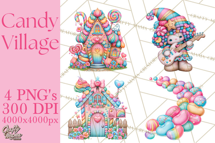 Candy Village Pastel Clipart PNG example image 1