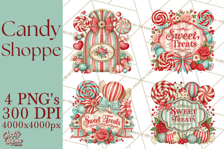 Retro Candy Shop Clipart PNG example image 1