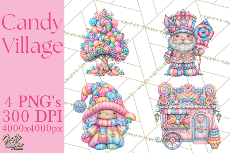 Candy Village Pastel Clipart PNG