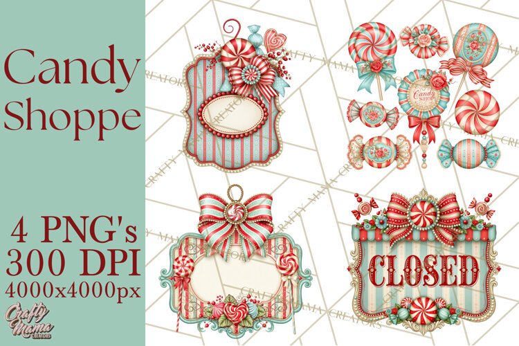 Retro Candy Shop Clipart PNG example image 1