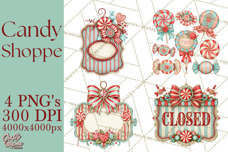 Retro Candy Shop Clipart PNG